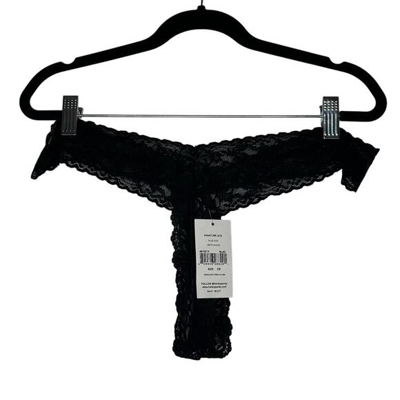 NWT Hanky Panky Crotchless Lace Panties Underwear Black Plus Size One Size - Picture 1 of 4